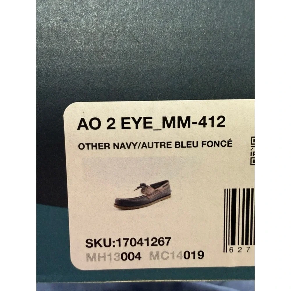 Sperry Top-Sider AO 2-Eye Boat Shoes Navy White Brown Leather NWT Sz 10‎